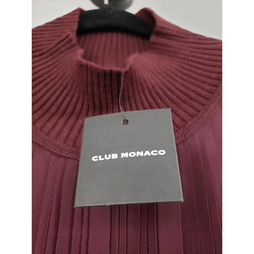 NEW SZ 2 Club Monaco Pleated Long Sleeve High Mock Neck gothic witchy fall shift